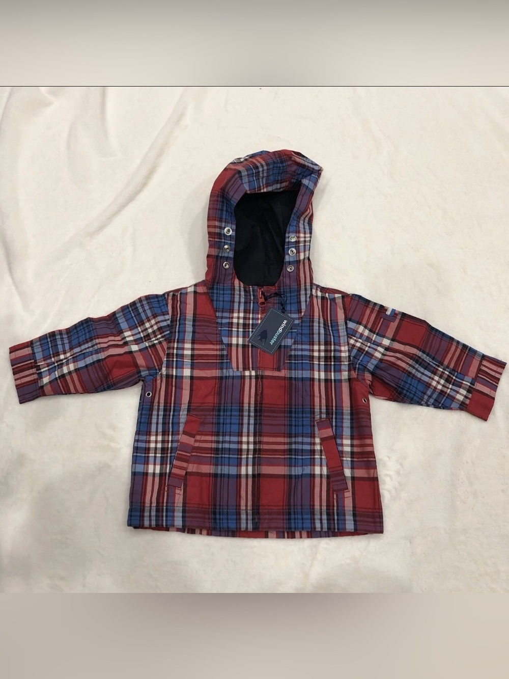Baby Gap Windbreaker Jacket Toddler Boys 12-18 Months Plaid Red Blue White